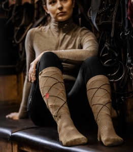 Podkolanówki Argyle ELT - cappuccino/flamered